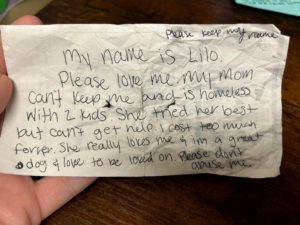 Homeless woman abandons beloved dog