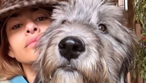 Eva Mendes takes a selfie with rescue dog Magic - Instagram